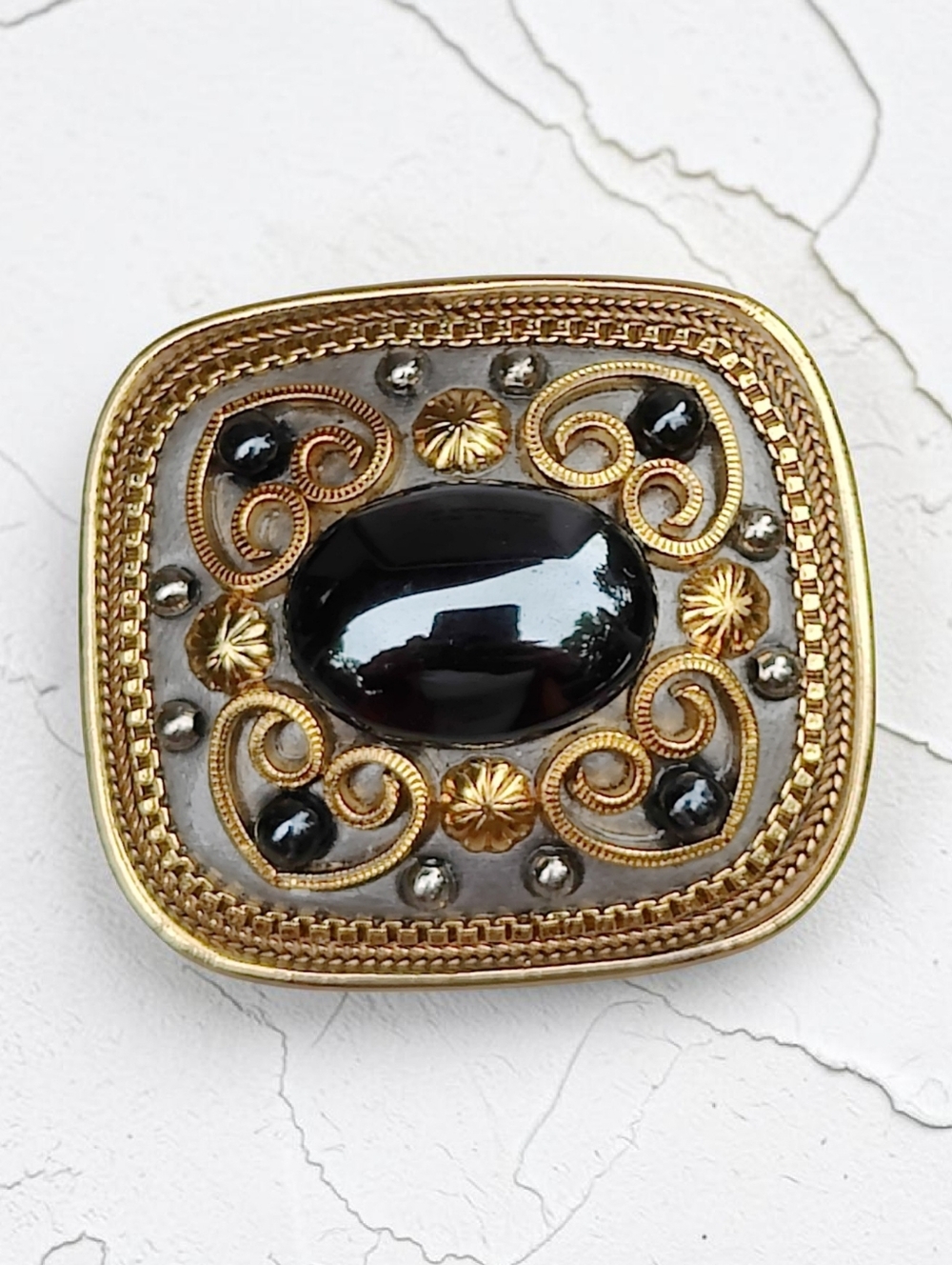 Vintage Artisan Michal Golan Art Deco Style Hematite Pendant